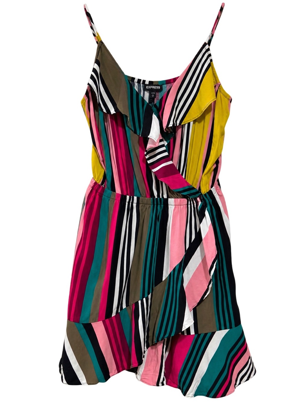 Express Colorful Striped Ruffle Dress | Size Small  (S/P)